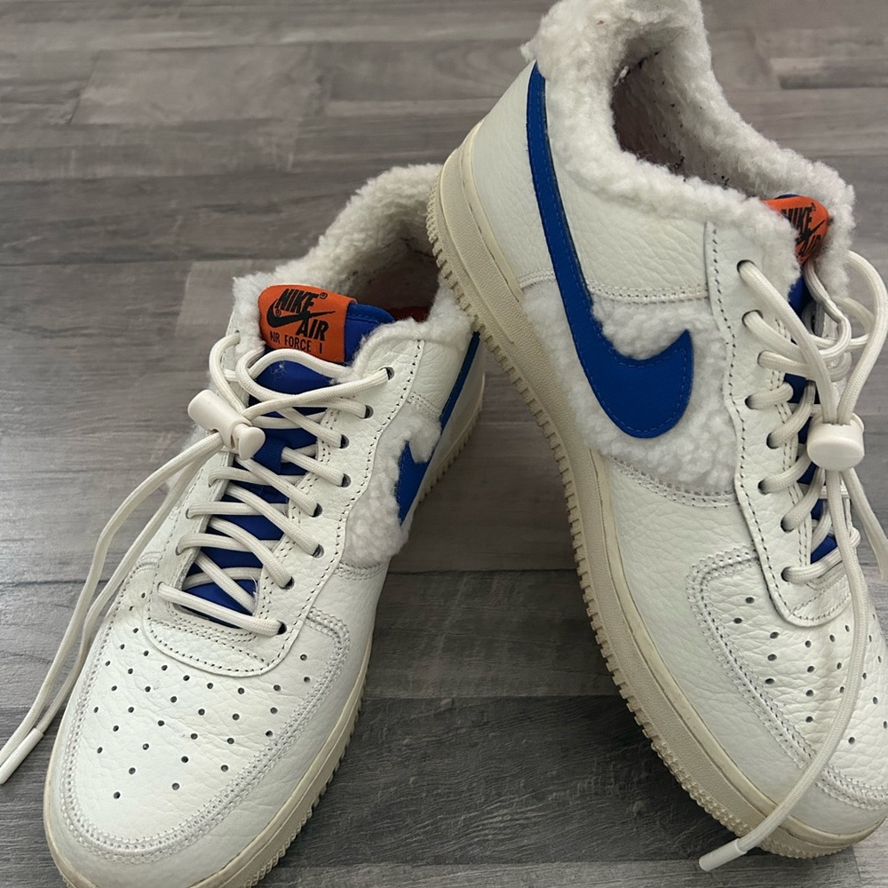 Nike Air Force 1 White and Blue with Orange Accents